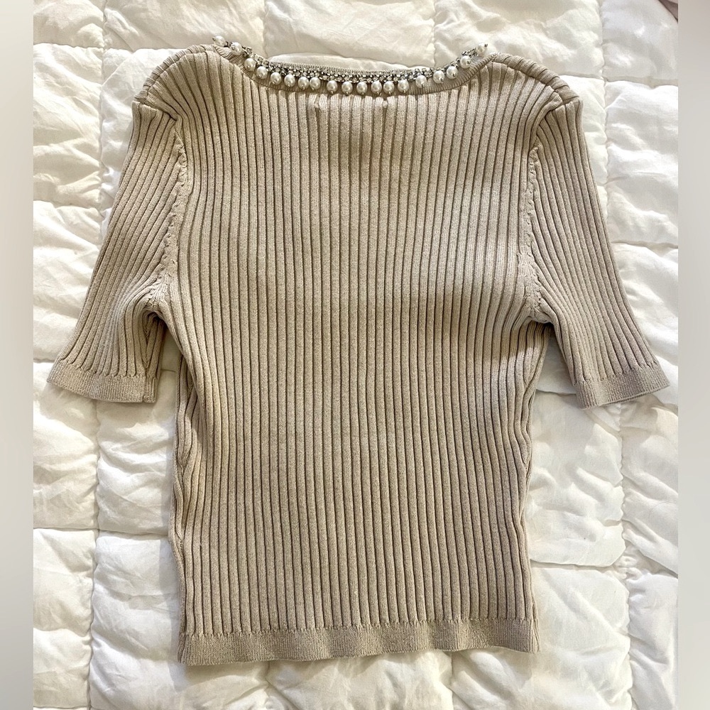 H&M Rhinestone Embellished Ribbed Knit Crop top - Picture 4 of 6